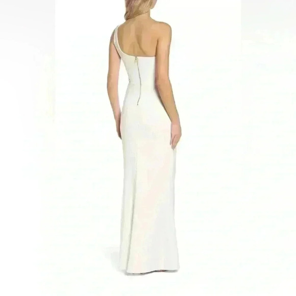 MARIA BIANCA NERO Olivia Lace Inset One-Shoulder Gown Ivory SZ 4 *Worn Once - Picture 2 of 11